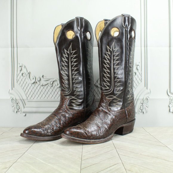 Tony Lama Brown Leather Buckaroo Caribou Cowboy Boots Shoe Size 8 D - Picture 2 of 9